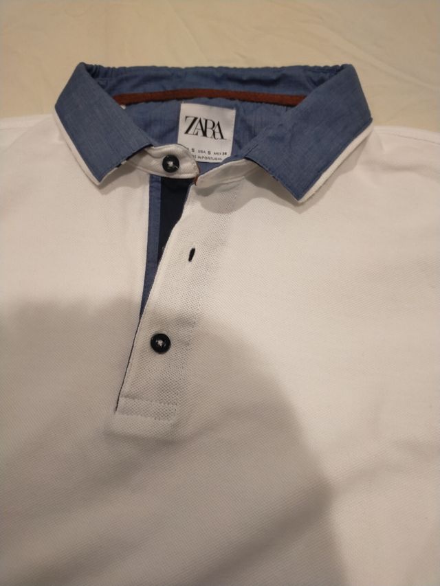 Polo New Zara bianca taglia S con bordi