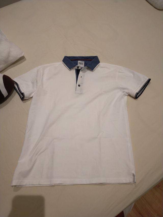 Polo New Zara bianca taglia S con bordi