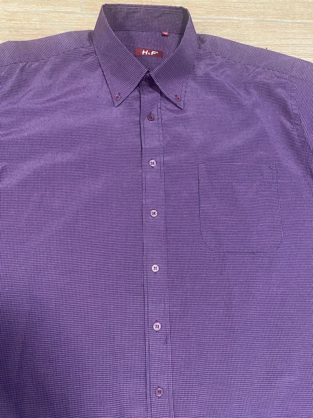 Camisa manga larga lila de cuadros H&F talla 45