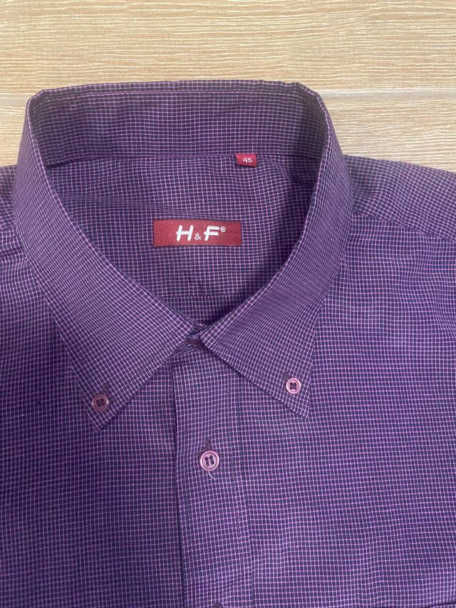 Camisa manga larga lila de cuadros H&F talla 45