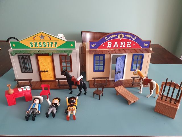 Playmobil Ciudad Oeste Bank Sherif y caballos
