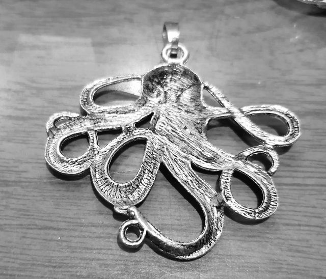 colgante grande o llavero pulpo en plata de ley - 