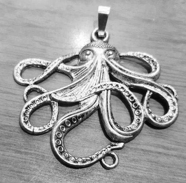 colgante grande o llavero pulpo en plata de ley - 