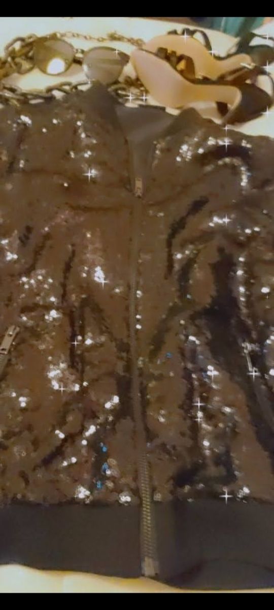 bomber paillette con zip