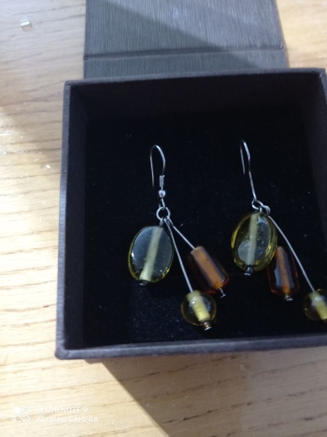 Pendientes Plata y cristales ambar