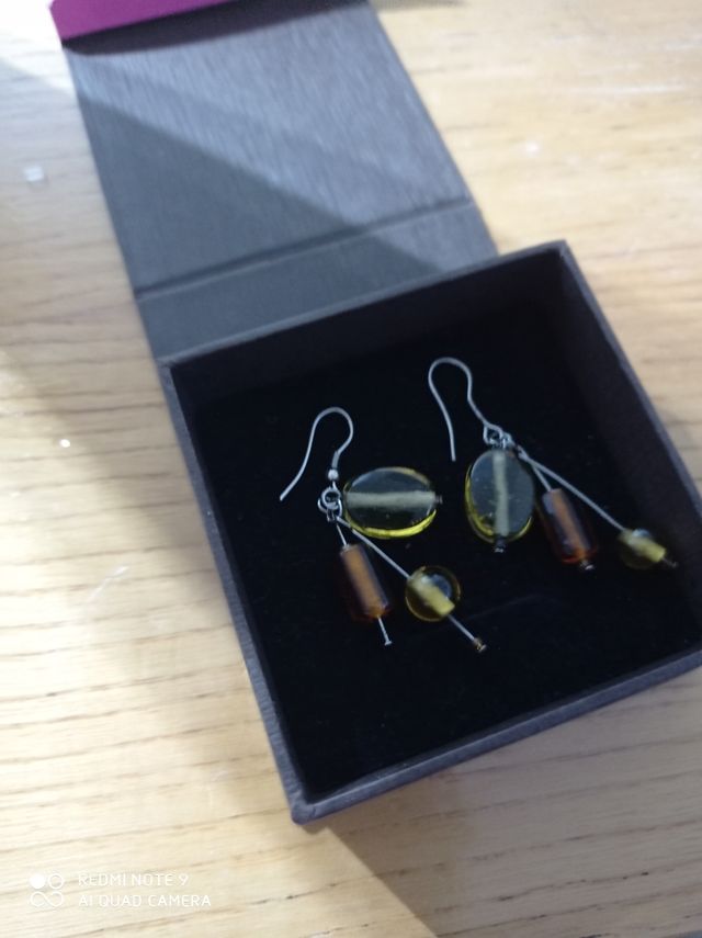 Pendientes Plata y cristales ambar