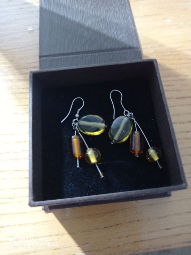 Pendientes Plata y cristales ambar