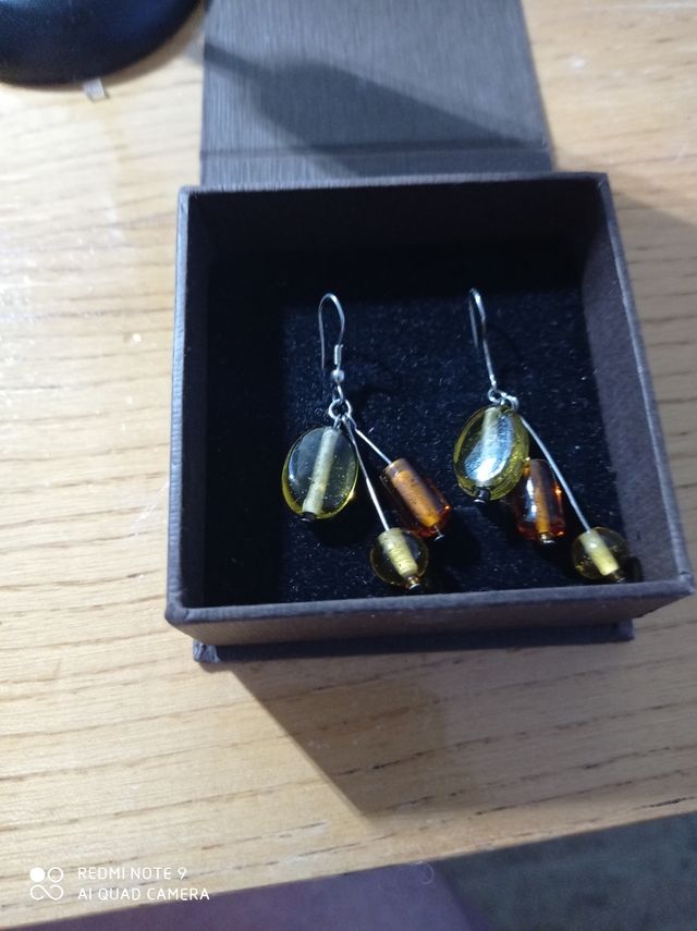 Pendientes Plata y cristales ambar