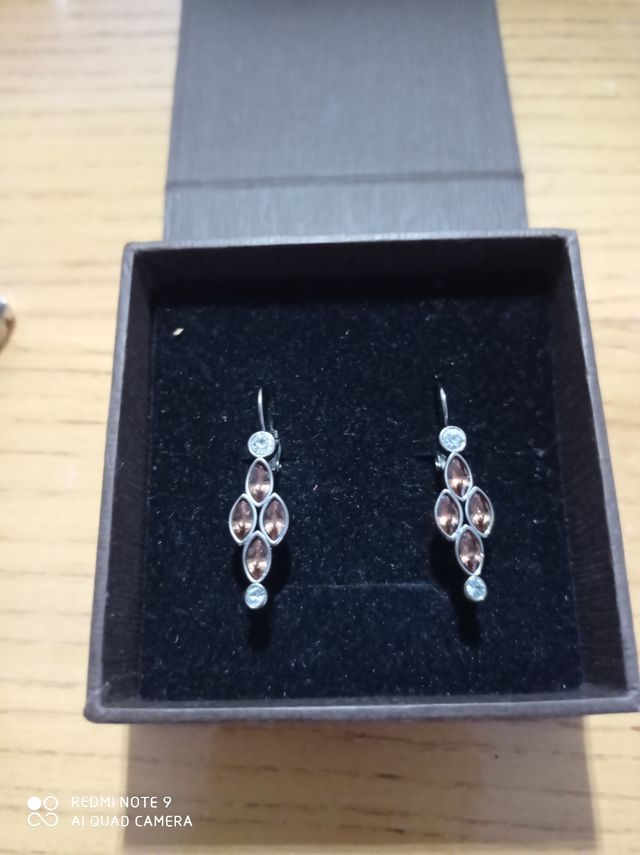 Orecchini in argento, zirconi e ambra