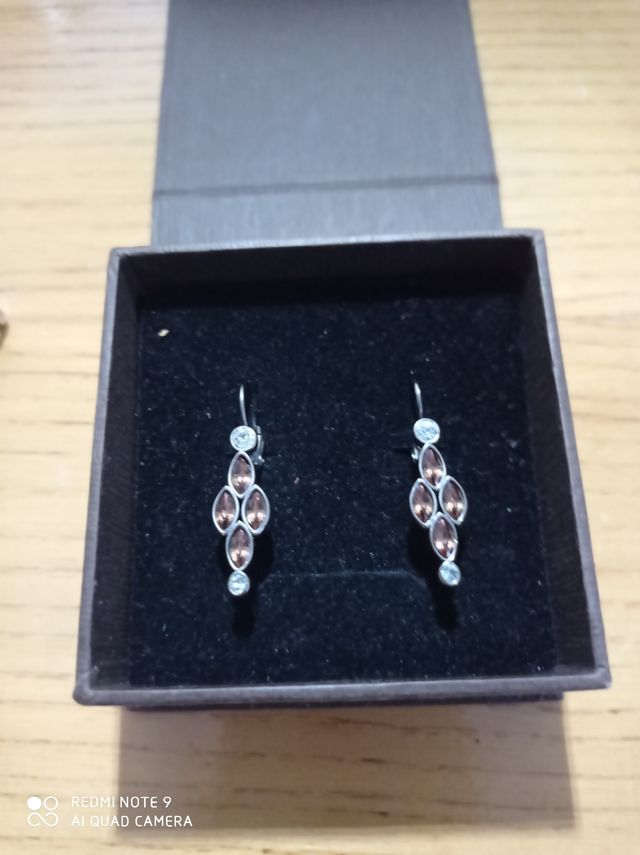 Orecchini in argento, zirconi e ambra