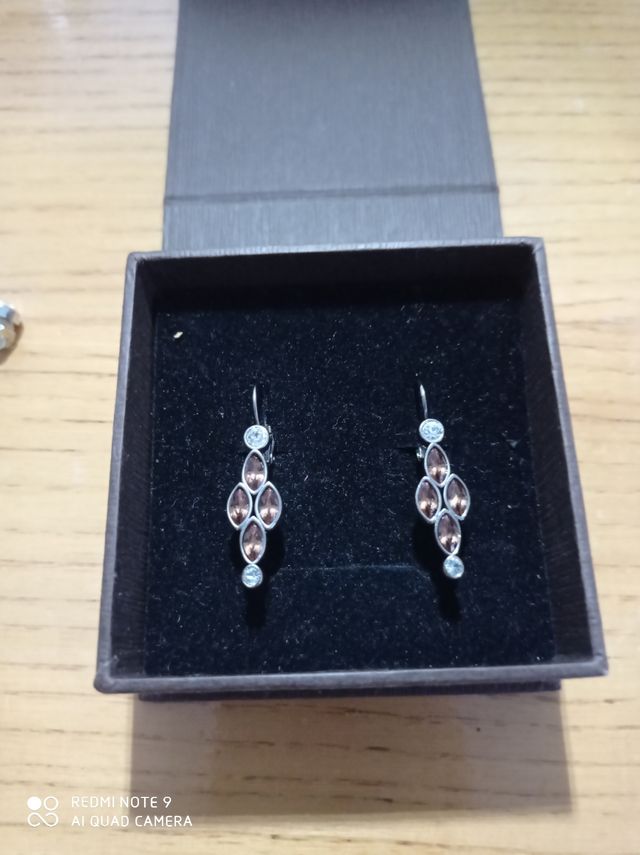 Orecchini in argento, zirconi e ambra