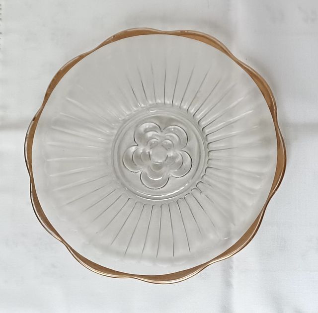Plato ART DECO Cristal y Dorado