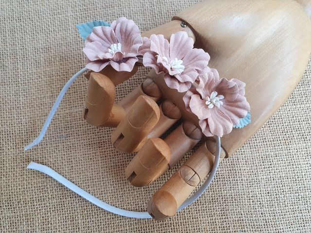 Corona flores rosa palo nude