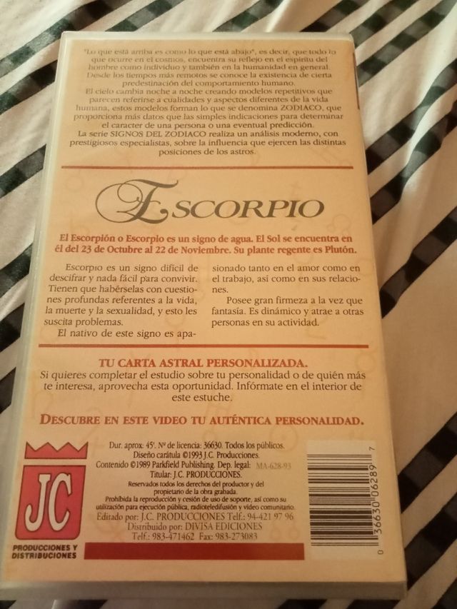 video vhs astrología escorpio 45 minut