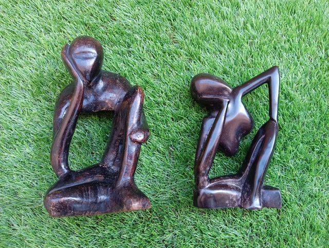 Pareja de pensadores, escultura africana, hebano