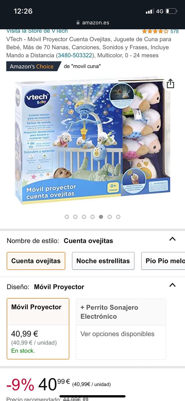 Móvil de cuna con luces y canciones