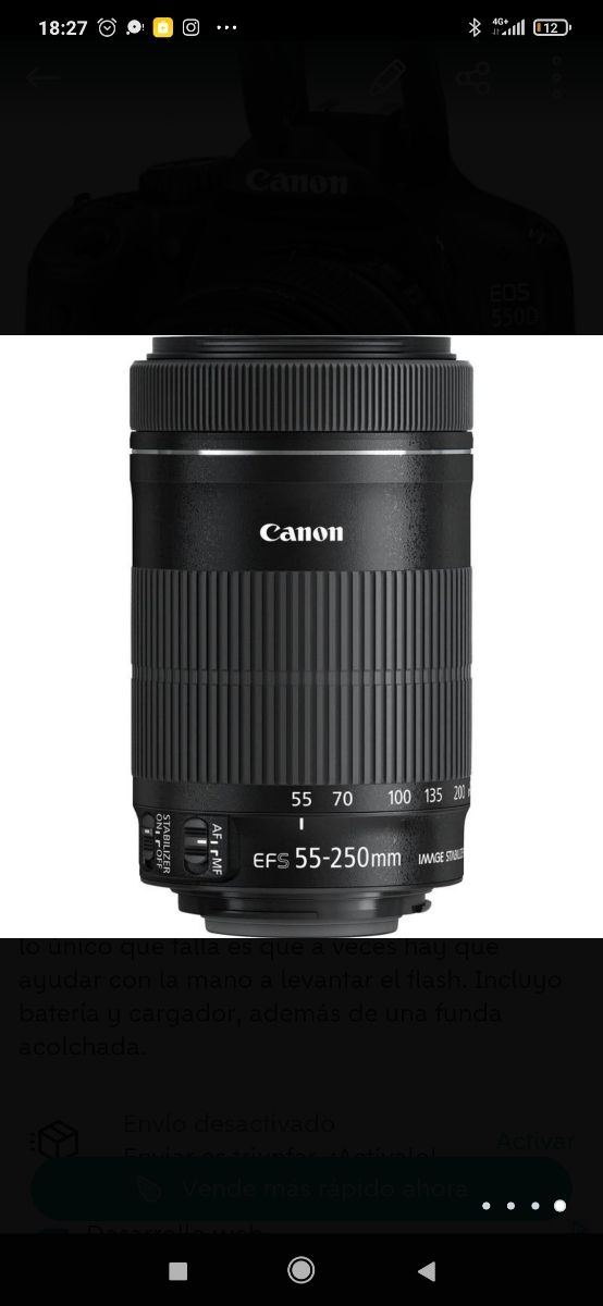 FOTOCAMERA REFLEX CANON 550D+2 OBIETTIVI+COVER