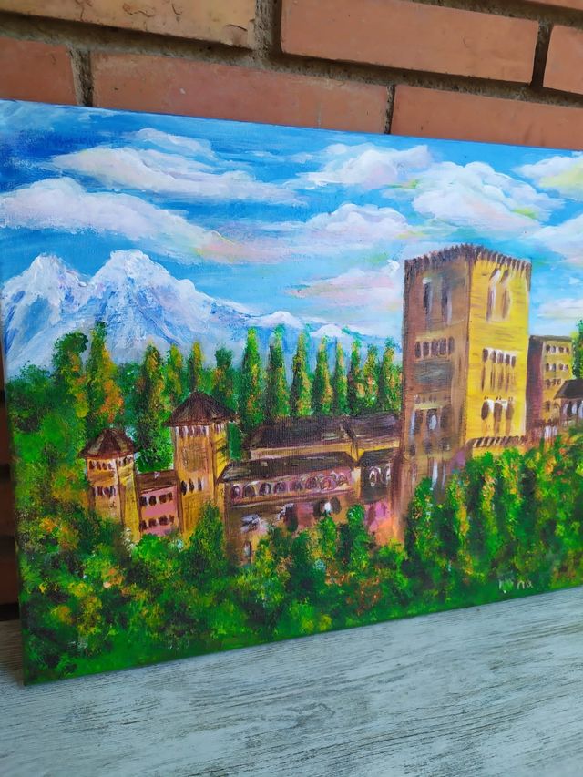 cuadro pintado a mano Granada Alhambra