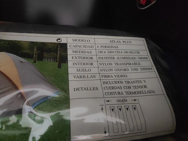 Tienda acampada 4 plazas.