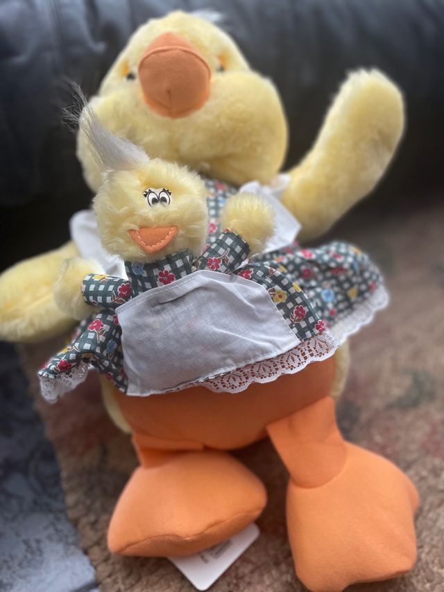 Peluche mamá pato + bebé pato