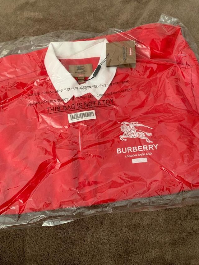 Supreme X Burberry Rugby Polo Red