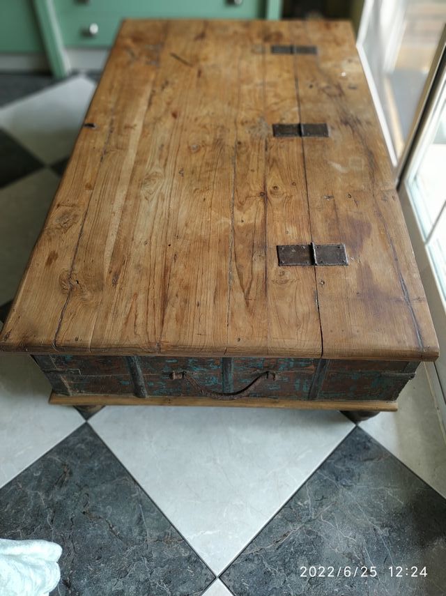 MESA DE CENTRO INDIA PINTADA A MANO