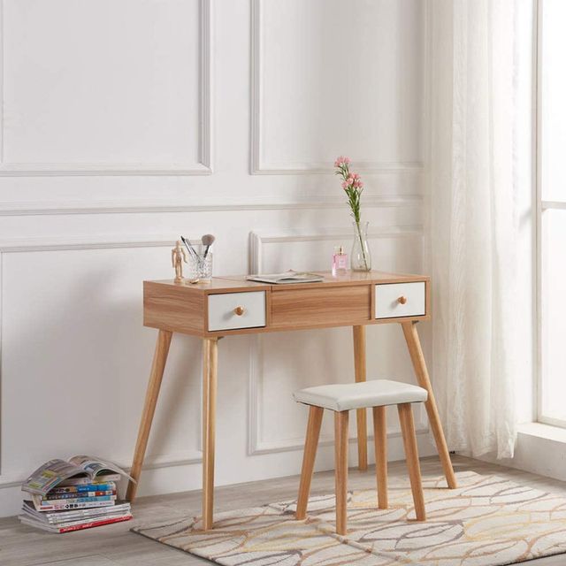 Tocador con Espejo Abatible y Taburete NUEVO. de segunda mano por 137