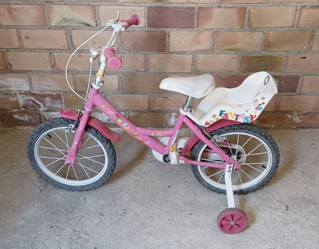 Bicicleta niña 16" con ruedines y asiento