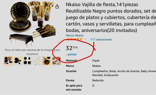 Preciosa Vajilla de fiesta,141piezas Reutilizable