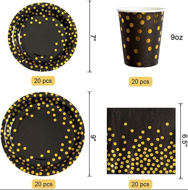 Preciosa Vajilla de fiesta,141piezas Reutilizable