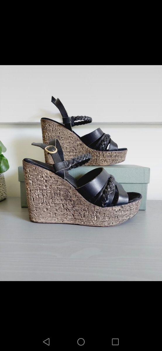 sandalias cuña Minelli piel