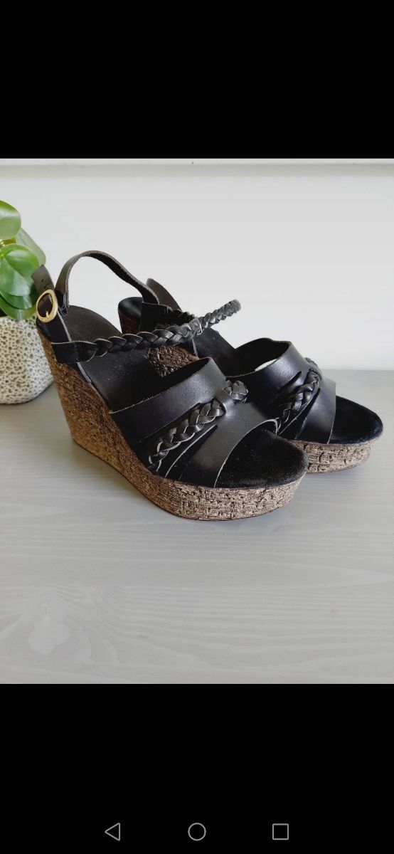 sandalias cuña Minelli piel