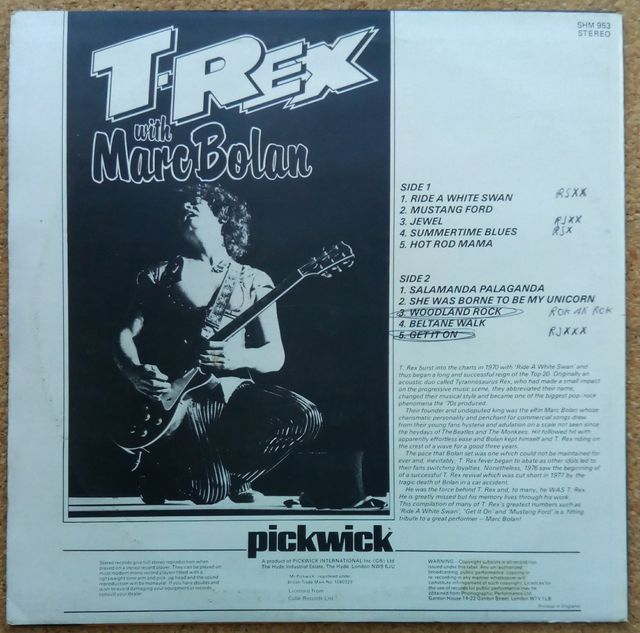 T-REX WITH MARC BOLAN-, THE GREATEST HITS-, ÁLBUM.