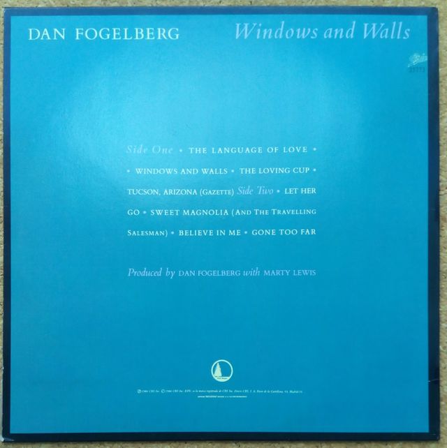DAN FOGELBERG-, WINDOWS AND WALLS-, ÁLBUM VINILO.