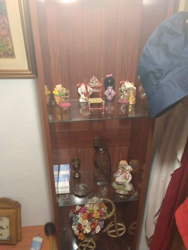 estantería madera y cristal