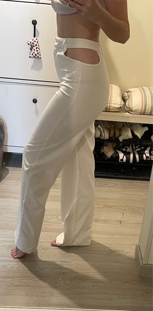 Pantalón largo blanco del Bershka