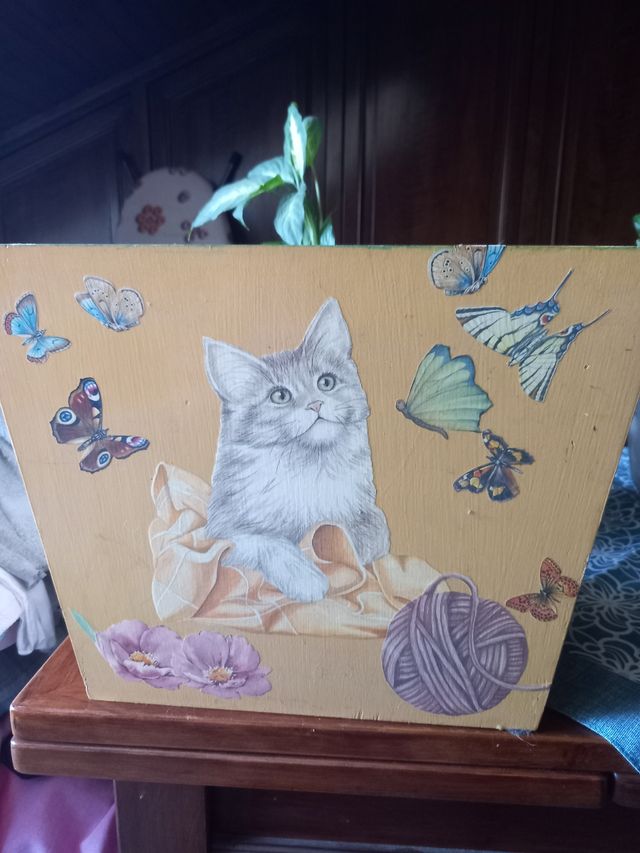 contenitore legno decorato artigianale