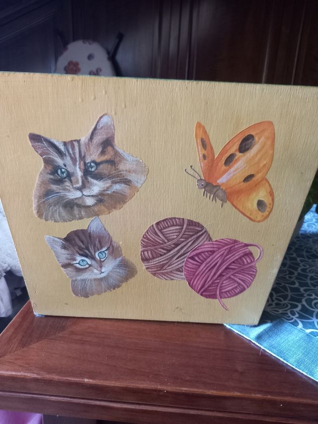 contenitore legno decorato artigianale