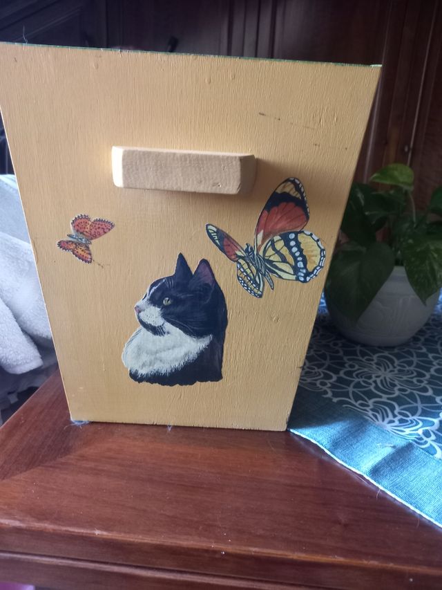 contenitore legno decorato artigianale