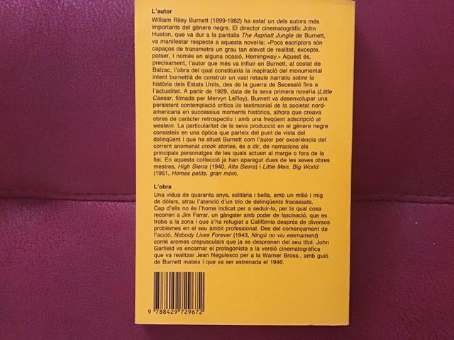 Libro Ningú no viu eternament de W.R.Burnett.