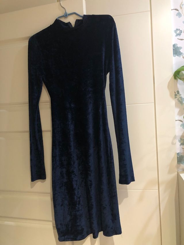 Vestido efecto terciopelo azul noche