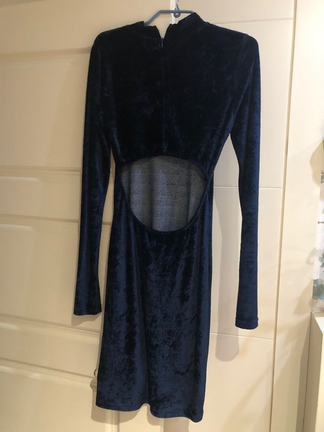 Vestido efecto terciopelo azul noche