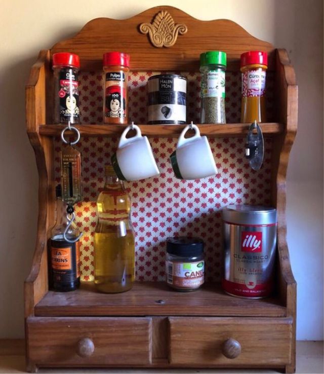 Mueble Especiero Madera estampado hojas