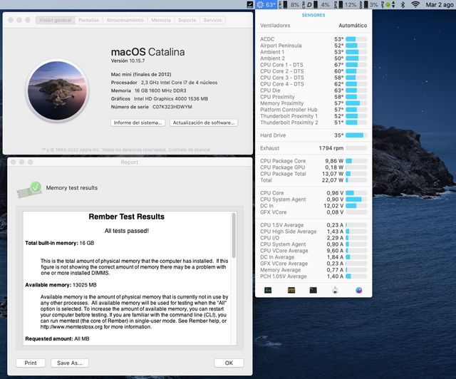 Apple A1347 Mac mini i7 16GB 1TB SSD Finales 2012