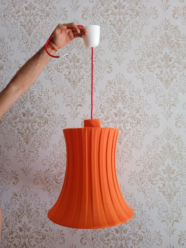 Lampara de techo de tela naranja