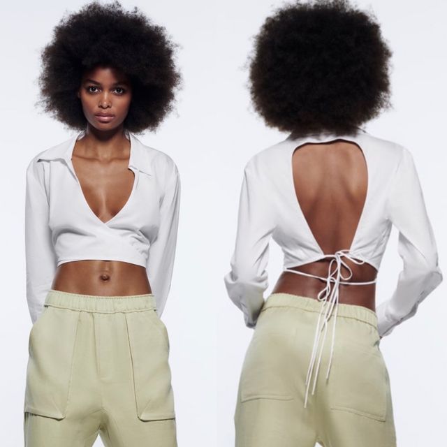 🐇 Camisa cruzada crop Zara Nueva