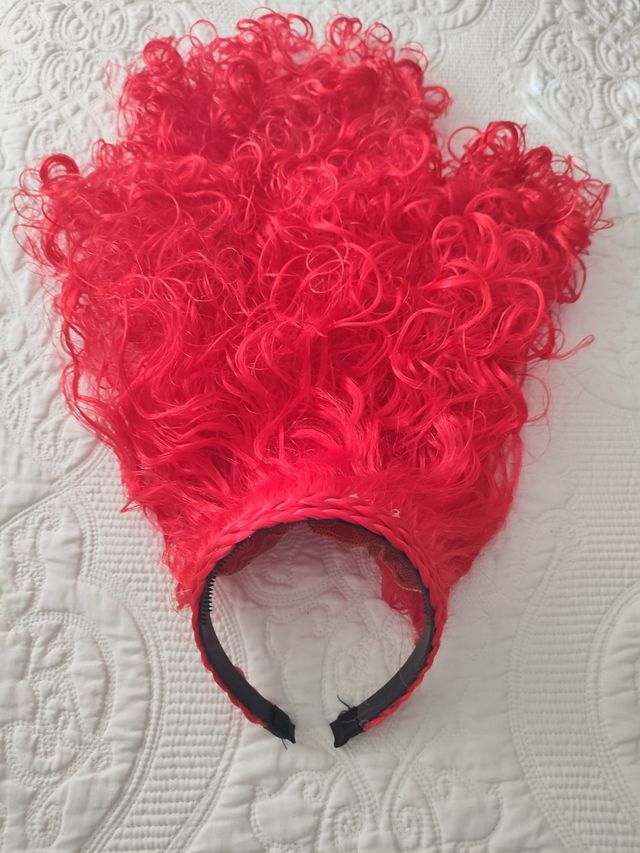 Peluca diadema de pelo largo rojo rizado
