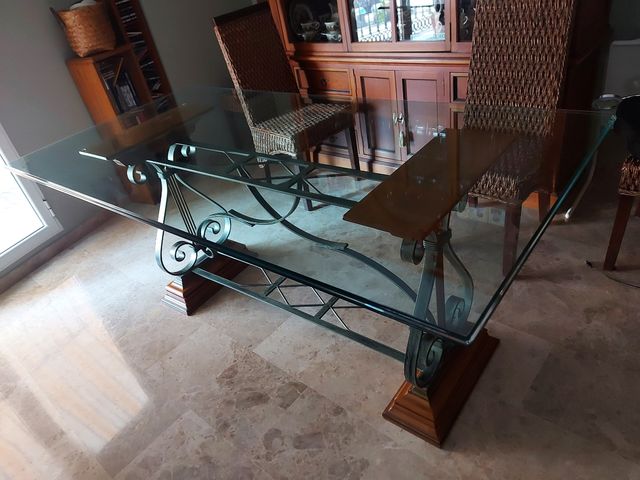 Mesa comedor madera Abedul y hierro-latón forjado