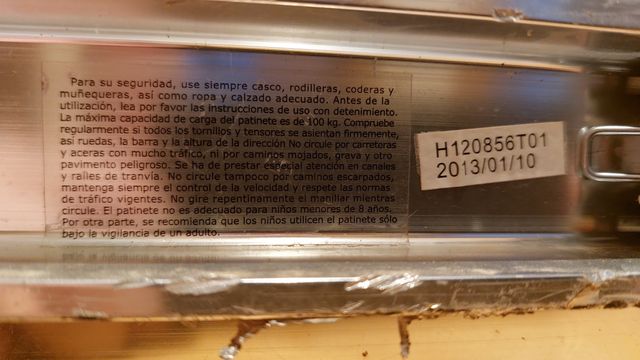 Patinete plegable hasta 100 Kg. + 8 años