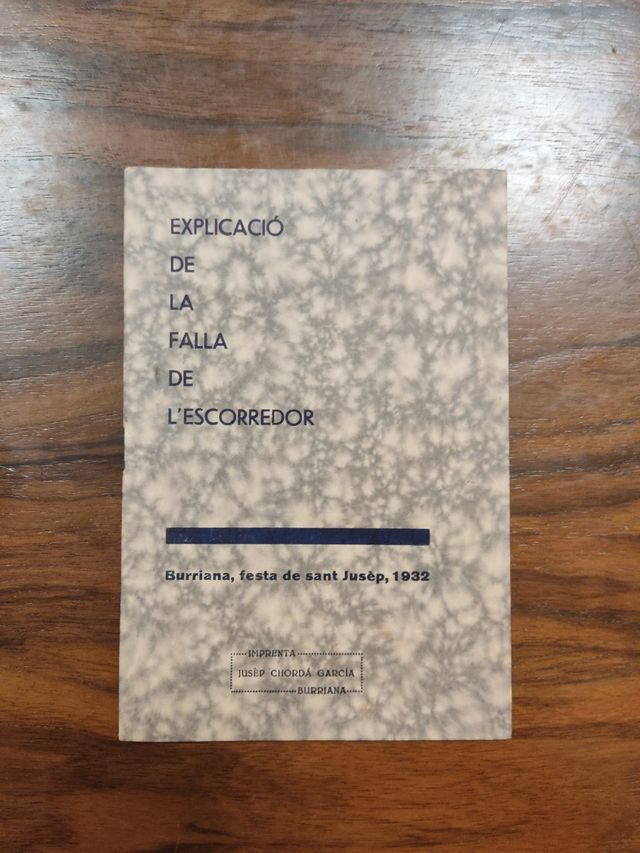 Lo scolapiatti Burriana fallisce. llibret any 1932